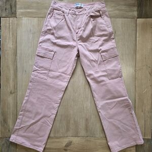 Diamante Jeans Pink Cargo Pants Size 9 Straight Leg Utility Y2K Style